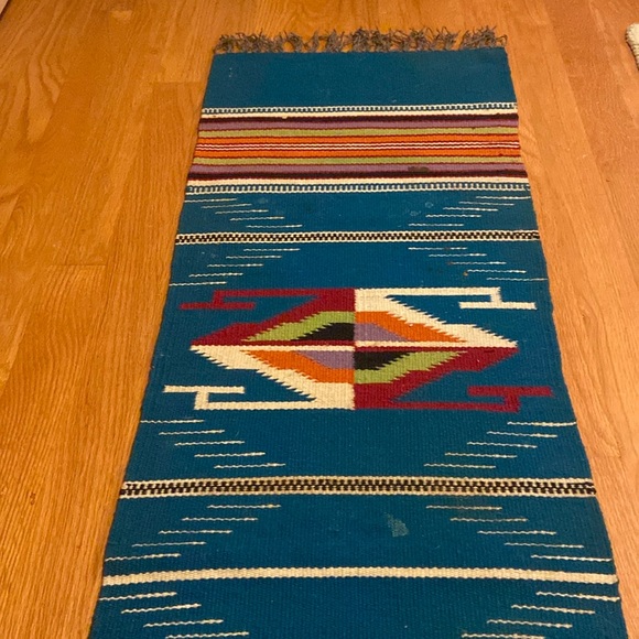 Otegas weaving shop runner Vintage blue purple orange red green white black (1)